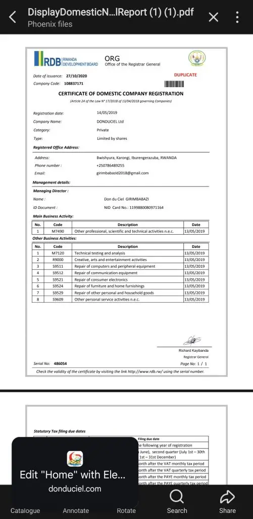 Rdb cetificate